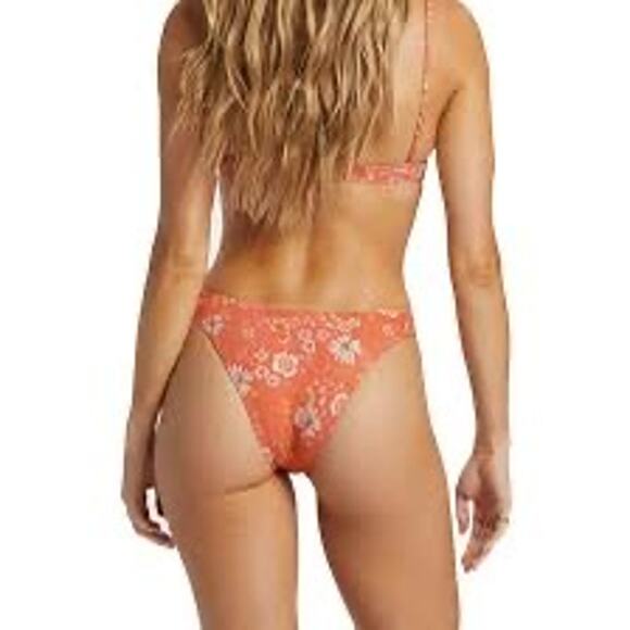 NWT Billabong In Dream Space Hike Pant Orange Floral Bikini Bottoms Women’s Sz M - Picture 2 of 6